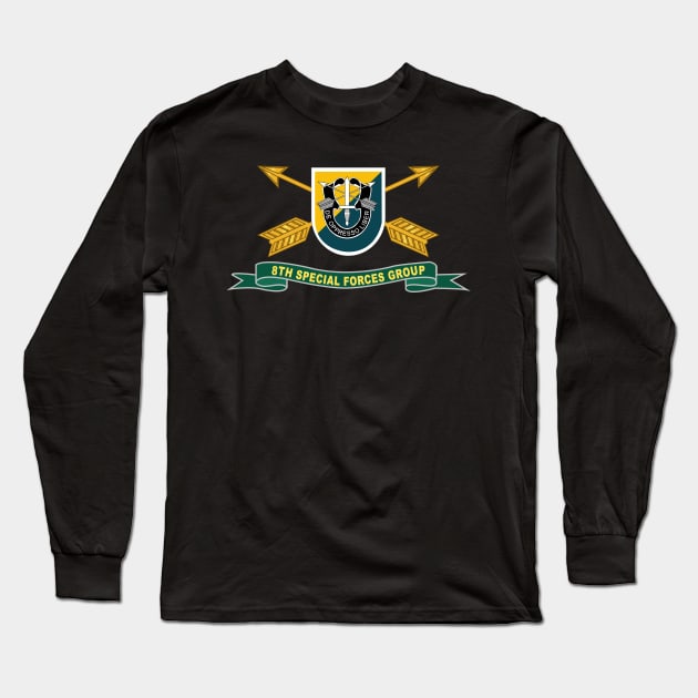 8th Special Forces Group - Flash w Br - Ribbon X 300 Long Sleeve T-Shirt by twix123844